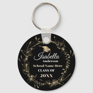 Eleganter Gold Frame Grad Name Abschluss Schlüsselanhänger