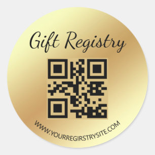 eleganter Gold-Geschenkregistry-QR-Code-Baby-Party Runder Aufkleber