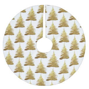 Eleganter Gold Glitter Bäume Weihnachtsbaum Skirt Polyester Weihnachtsbaumdecke