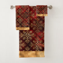 Eleganter Gold-Glitter-Damask-Burgunderrot Modern