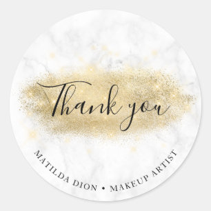Eleganter Gold-Glitter-Marmor-Makeup-Artist  Runder Aufkleber