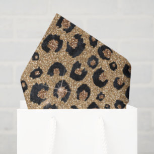 Eleganter Gold-Glitter Schwarz Leoparden-Druck Seidenpapier