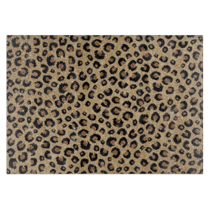 Eleganter Gold Glitter Schwarz Leopardenmuster Schneidebrett