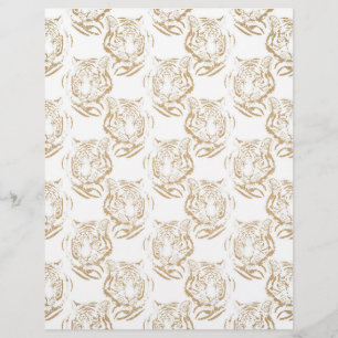 Eleganter Gold-Glitter-Tigerdruck in weißem Design Briefbogen