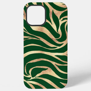 Eleganter Gold-Glitter-Zebra-Grün-Tierdruck iPhone 12 Pro Max Hülle