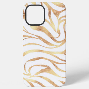Eleganter Gold-Glitter-Zebra-Weiß-Tierdruck iPhone 12 Pro Max Hülle