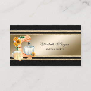 Eleganter Gold Glittery Stripes Floral Mixer Visitenkarte