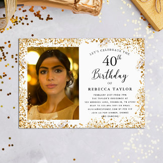 Eleganter Gold Glitzer 40. Geburtstag Einladung