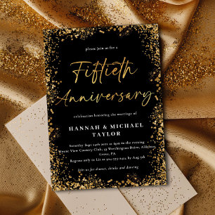 Eleganter Gold Glitzer 50. Hochzeitstag Einladung