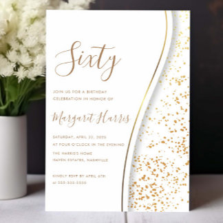 Eleganter Gold Glitzer 60. Geburtstag 60. Einladung