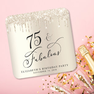 Eleganter Gold Glitzer 75. Geburtstagsparty Rechteckiger Pappuntersetzer