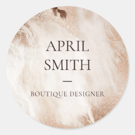 Eleganter Gold Glitzer Agate Marmor Textur Beige Runder Aufkleber