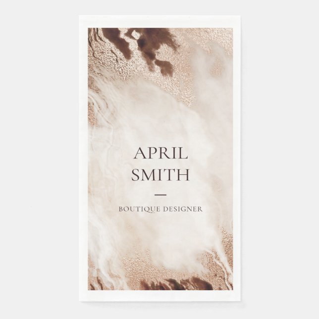 Eleganter Gold Glitzer Agate Marmor Textur Beige Serviette (Vorderseite)