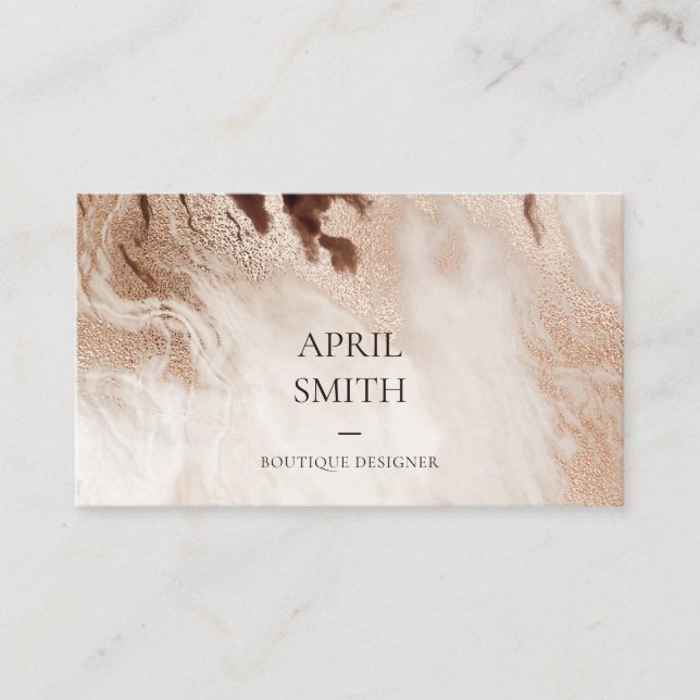 Eleganter Gold Glitzer Agate Marmor Textur Beige Visitenkarte (Vorderseite)
