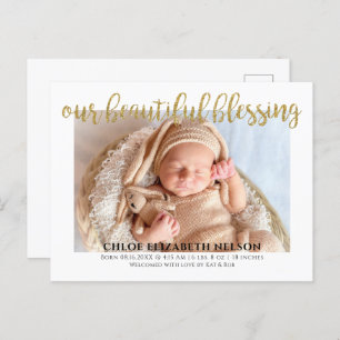 Eleganter Gold Glitzer Beautiful Segen Baby Birth Postkarte