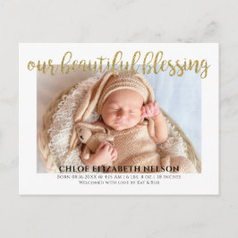 Eleganter Gold Glitzer Beautiful Segen Baby Birth Postkarte
