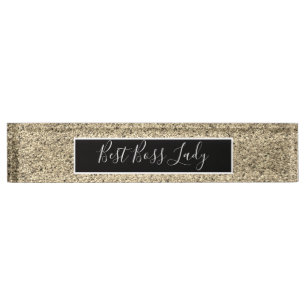 Eleganter Gold Glitzer Best Boss Lady Namensplakette