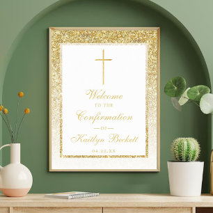 Eleganter Gold-Glitzer-Bestätigung oder Taufen Poster