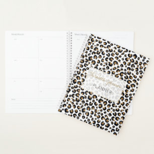 Eleganter Gold Glitzer Black Leopard Animal Print Planer