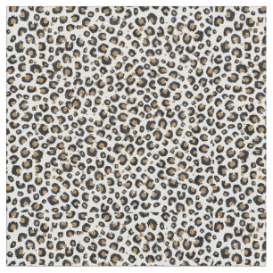 Eleganter Gold Glitzer Black Leopard Animal Print Stoff