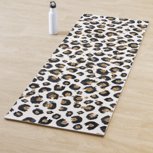 Eleganter Gold Glitzer Black Leopard Animal Print Yogamatte