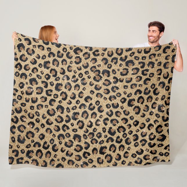 Eleganter Gold Glitzer Black Leopard Print Fleecedecke (Beispiel)