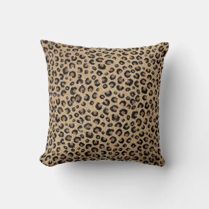 Eleganter Gold Glitzer Black Leopard Print Kissen