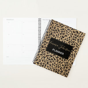 Eleganter Gold Glitzer Black Leopard Print Planer