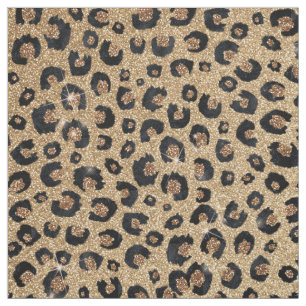 Eleganter Gold Glitzer Black Leopard Print Stoff