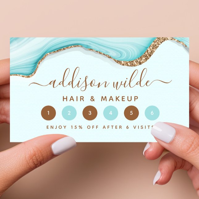 Eleganter Gold Glitzer Blue Marble Agate Modern Treuekarte (Von Creator hochgeladen)