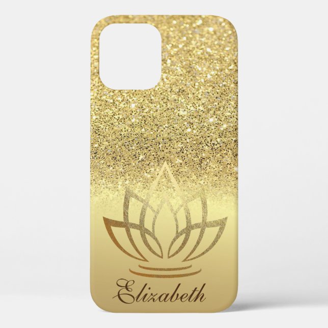 Eleganter Gold Glitzer Bokeh Gold Lotus Case-Mate iPhone Hülle (Rückseite)