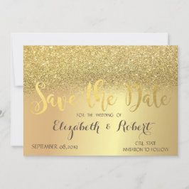 Eleganter Gold Glitzer Bokeh Save the Date