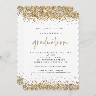 Eleganter Gold Glitzer Border Abschluss Einladung