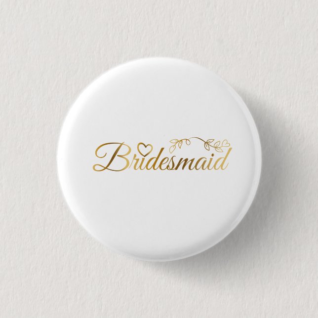 Eleganter Gold Glitzer Bridesmaid Button (Vorderseite)