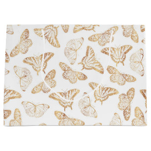Eleganter Gold Glitzer Butterfly Große Geschenktüte