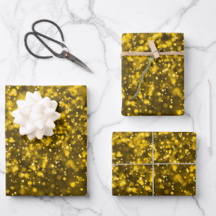 Eleganter Gold Glitzer Confetti Muster Geschenkpapier Set