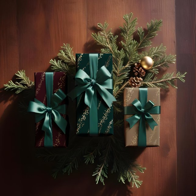 Eleganter Gold Glitzer Confetti Snow Stripe Geschenkpapier Set (Elegant Gold Glitter Confetti Snow Stripe Wrapping Paper Sheets)