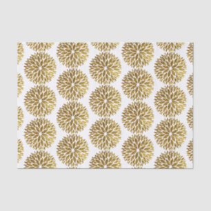 Eleganter Gold Glitzer Dahlia Blume auf Weiß Seidenpapier