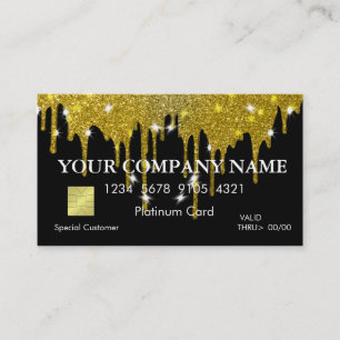 Eleganter Gold Glitzer, der die Black Credit Card Visitenkarte