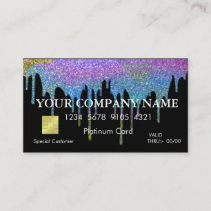Eleganter Gold Glitzer, der die Black Credit Card Visitenkarte