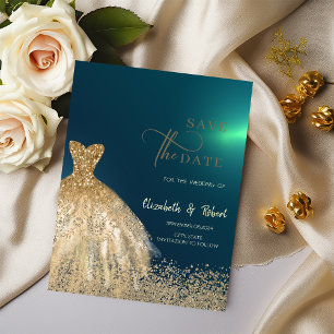 Eleganter Gold Glitzer Dress Green Save the Date