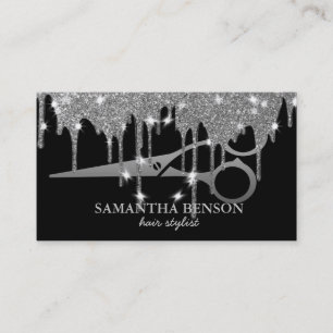 Eleganter Gold Glitzer Dripping Hair Stylist Beaut Visitenkarte