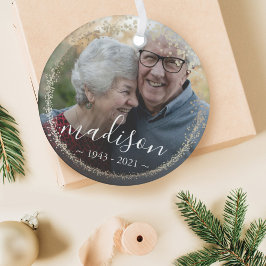 Eleganter Gold Glitzer Frame Foto Memorial Keepake Ornament Aus Glas