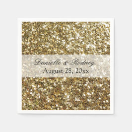 Eleganter Gold Glitzer gedruckte Hochzeit Serviette