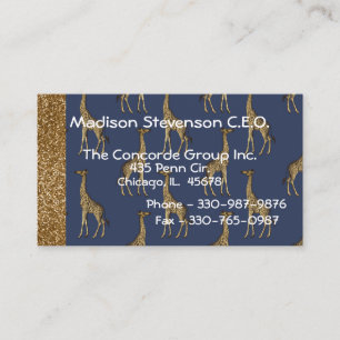 Eleganter Gold Glitzer Giraffe Stilvoll Visitenkarte
