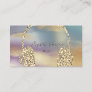 Eleganter Gold Glitzer Headphone DJ Colorful Visitenkarte