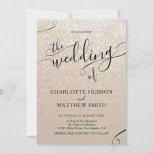 Eleganter Gold Glitzer Hochzeit Einladung