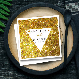 Eleganter Gold Glitzer Hochzeitscocktail Napkins Serviette