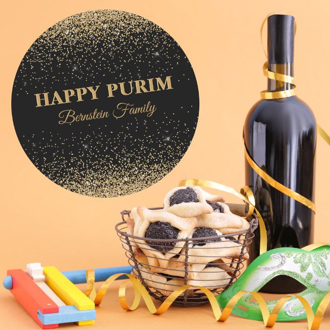 Eleganter Gold Glitzer individualisieren hebräisch Runder Aufkleber (Von Creator hochgeladen)