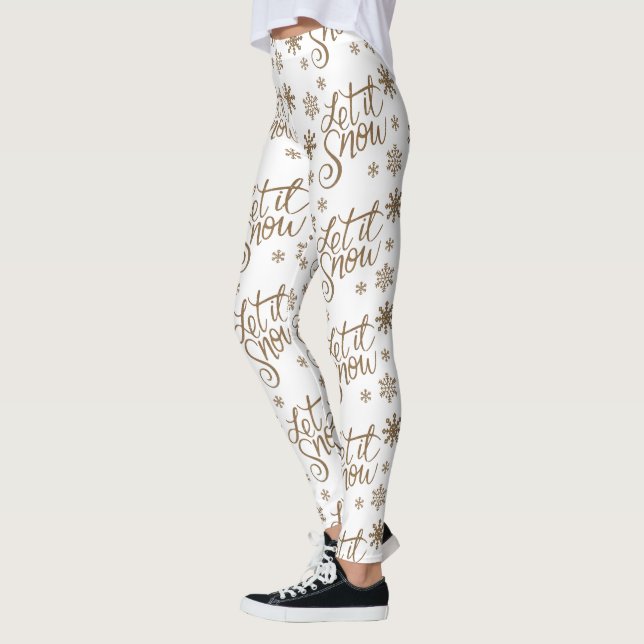 Eleganter Gold-Glitzer lässt es Schneeflocken schn Leggings (Links)